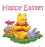 Happy Easter Pooh with Basket and Bunny